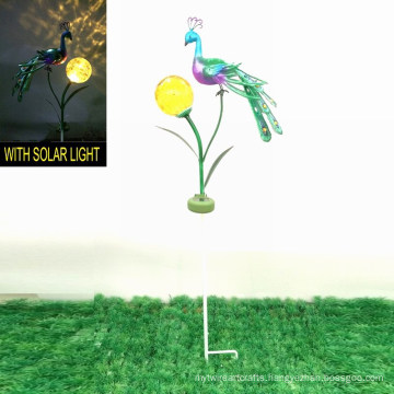 Beautiful Garden Solar Lighted Decoration Metal Peacock Stake